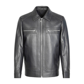 秋冬款 ANDREW MACKENZIE男士 商务休闲羊皮革翻领拉链外套皮衣