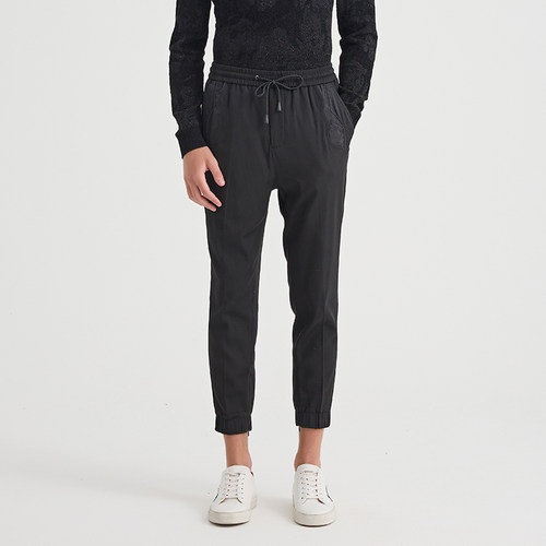 ANDREW MACKENZIE意大利男装时尚潮流拼接抽绳休闲裤束脚长裤男