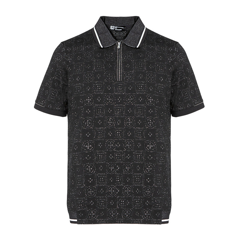 AMK夏季格纹提花翻领polo衫男