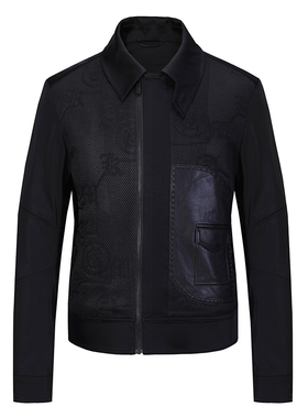 ANDREW MACKENZIE意大利男装2023秋季新款网布镂空拼接夹克外套男