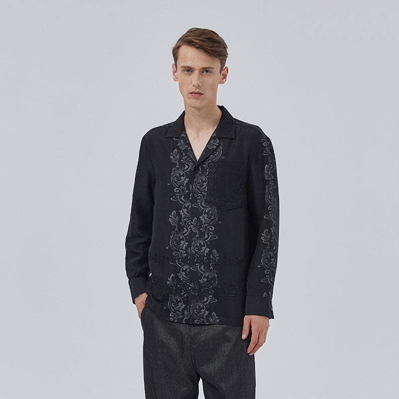 ANDREW MACKENZIE意大利男装印花织带潮流男士衬衫551242132603