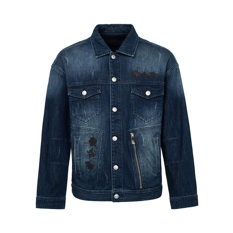 ANDREW MACKENZIE男士 春秋款休闲舒适宽松翻领牛仔夹克外套上衣