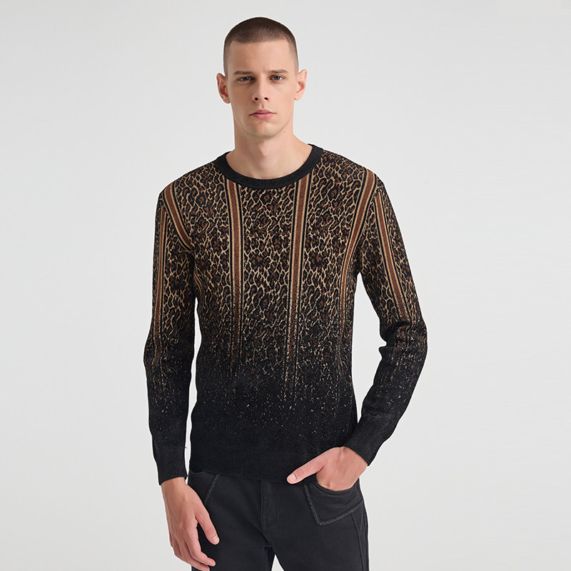 ANDREW MACKENZIE男士 秋冬款休闲舒适纯棉圆领渐变套头毛衫上衣