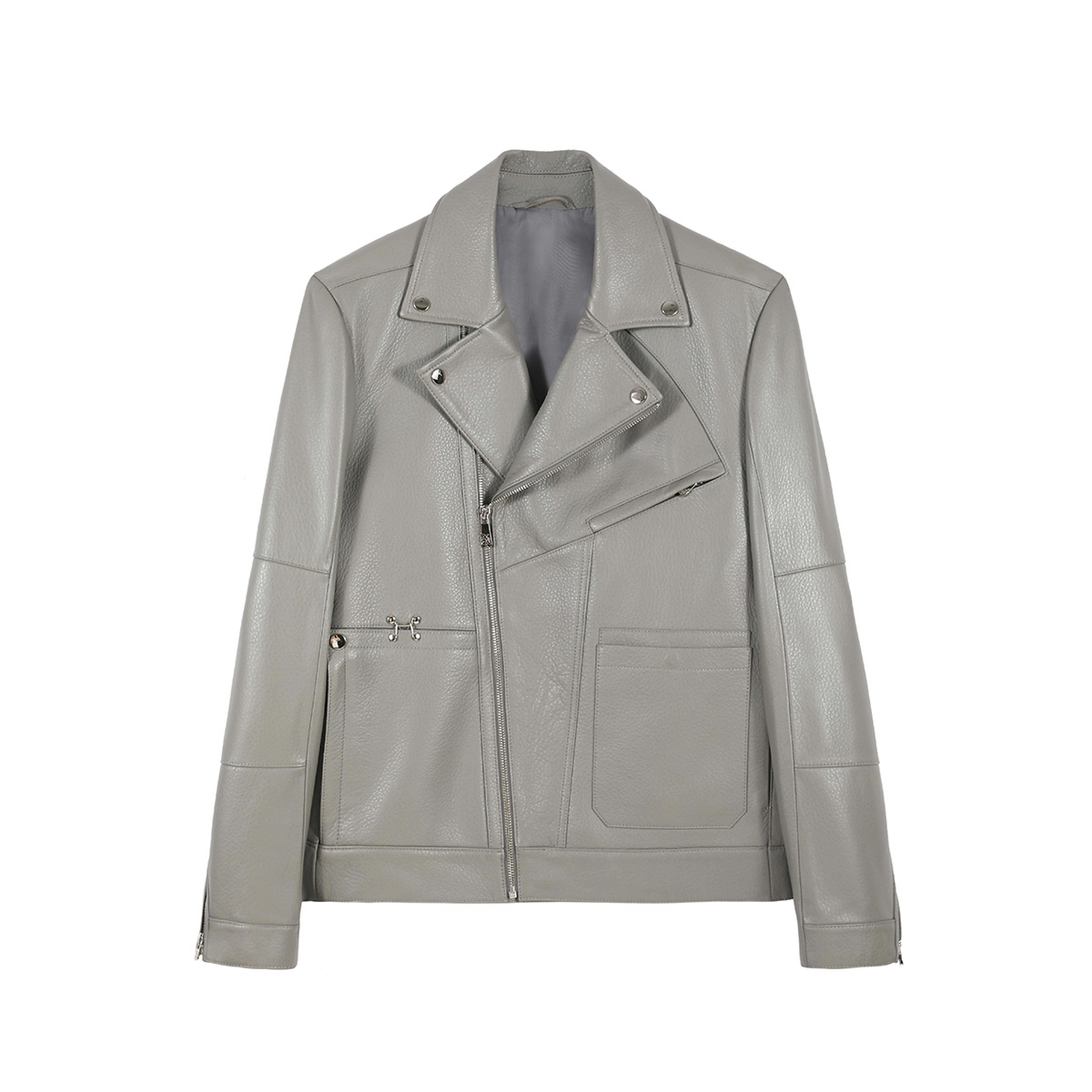 ANDREW MACKENZIE男士 秋冬款潮流舒适翻领羊皮革皮衣外套上衣