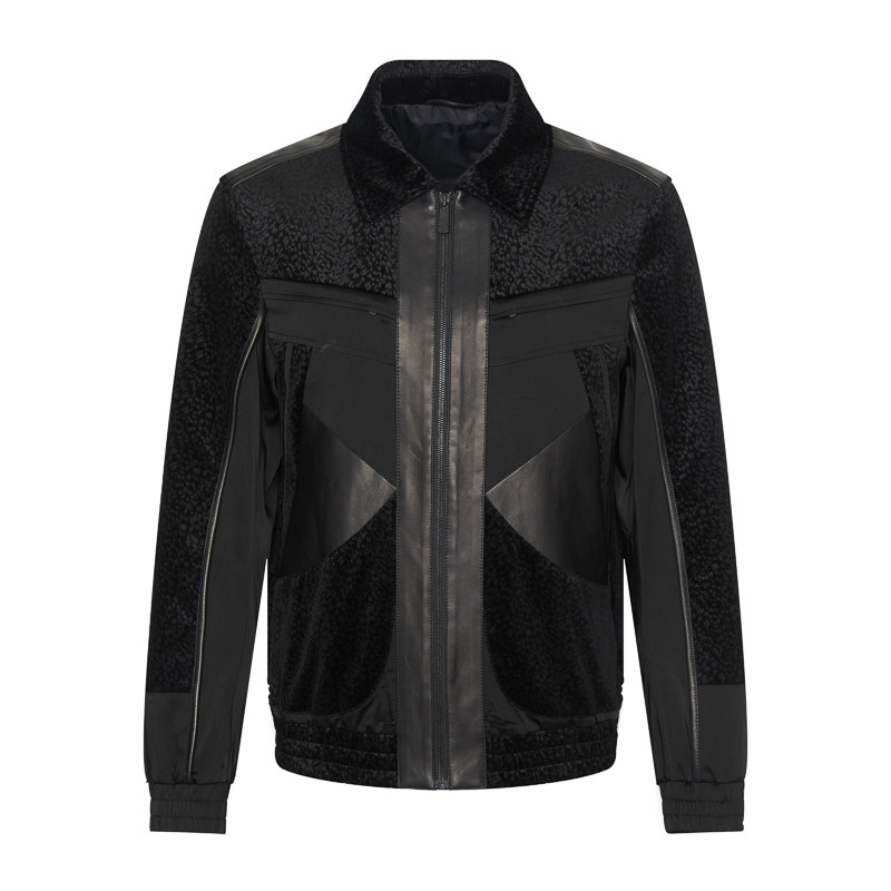 ANDREW MACKENZIE意大利男装2023秋季新款时尚拼接夹克外套男保暖