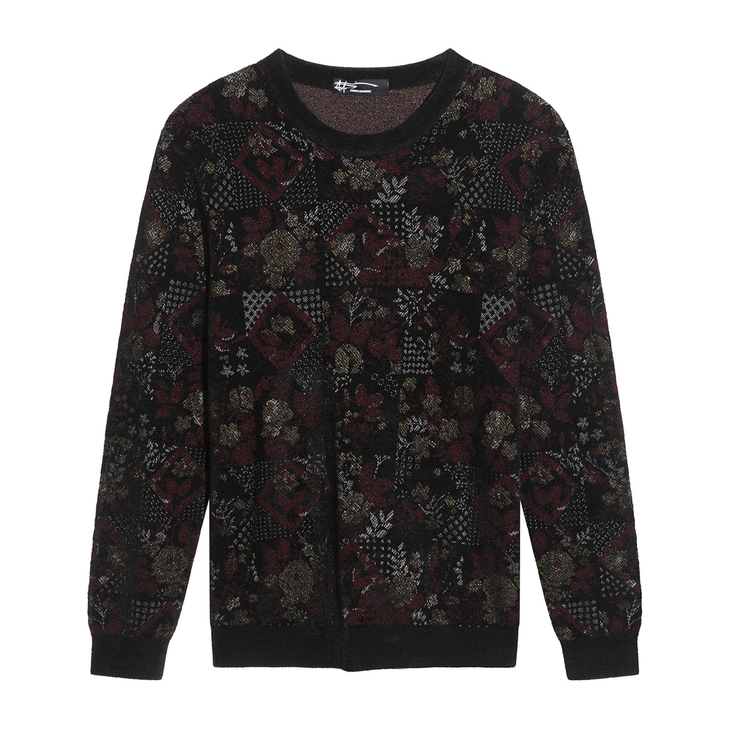 ANDREW MACKENZIE男士 秋冬款休闲舒适圆领提花长袖T恤上衣