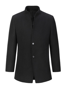 ANDREW MACKENZIE男士秋冬舒适绵羊毛立领长款大衣羽绒服外套上衣