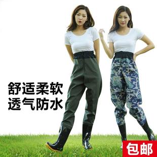 雨裤 下水裤 加绒涉水裤 连体半身捕鱼衣服防水雨鞋 加厚耐磨水叉裤