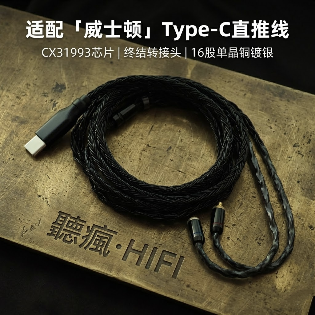 Type C耳机升级线适配威士顿W40 W80 W60 50 UM50 20软线mmcx