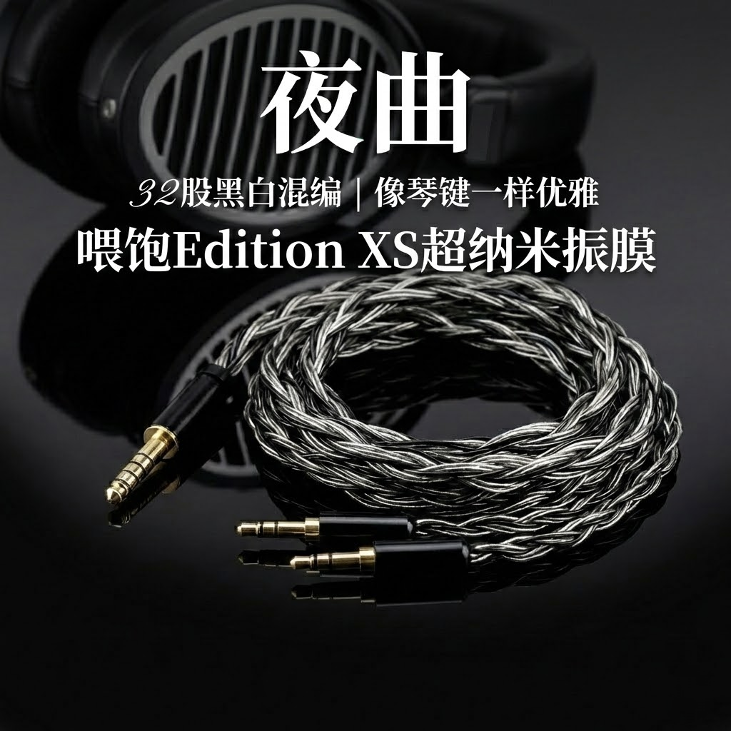 听疯夜曲适配HIFIMAN Edition XS耳机升级线32股单晶铜镀银4.4软