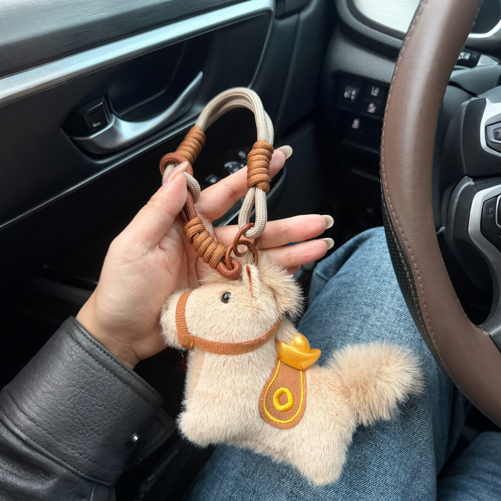 马上有钱钥匙扣毛绒小马玩偶挂件包包挂饰新年马年吉祥物公仔礼物