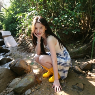 黄色雨靴多巴胺雨鞋女款成人防水时尚外穿爬山徒步防滑鞋长筒靴子