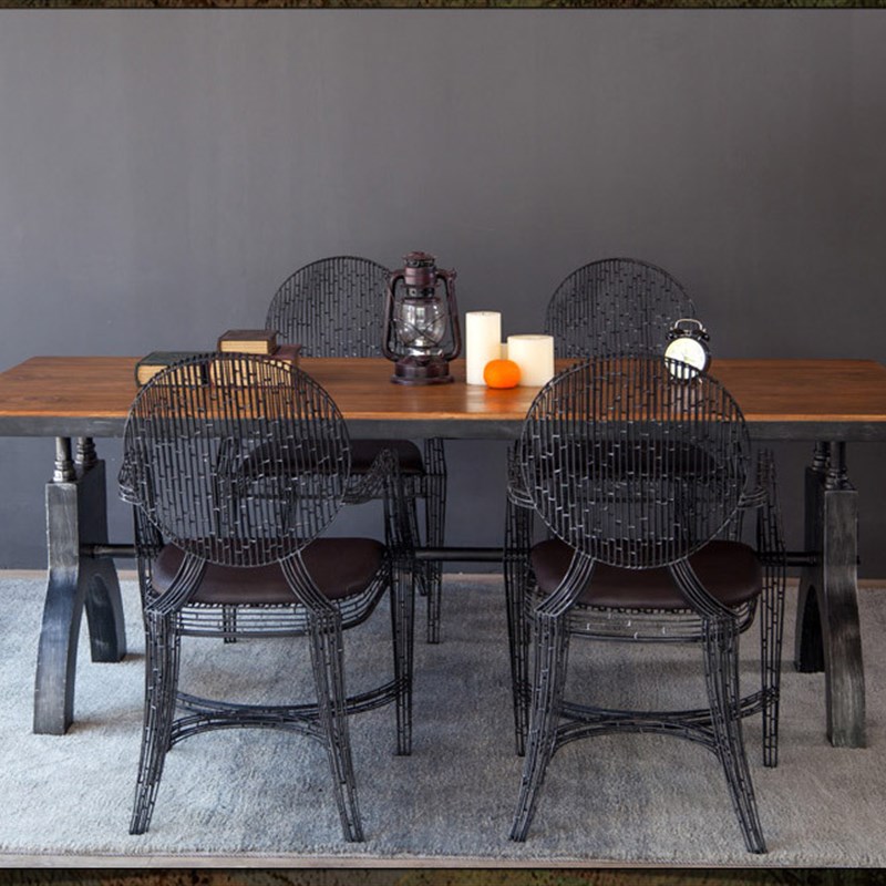 铁艺个性创意餐桌美式loft复古怀旧餐厅桌子工业风桌椅组合咖啡桌