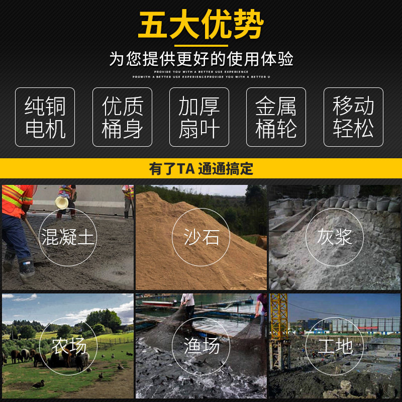 便携式220V家用小型混凝土建筑搅拌机工业电动水泥砂浆饲料拌料机图片