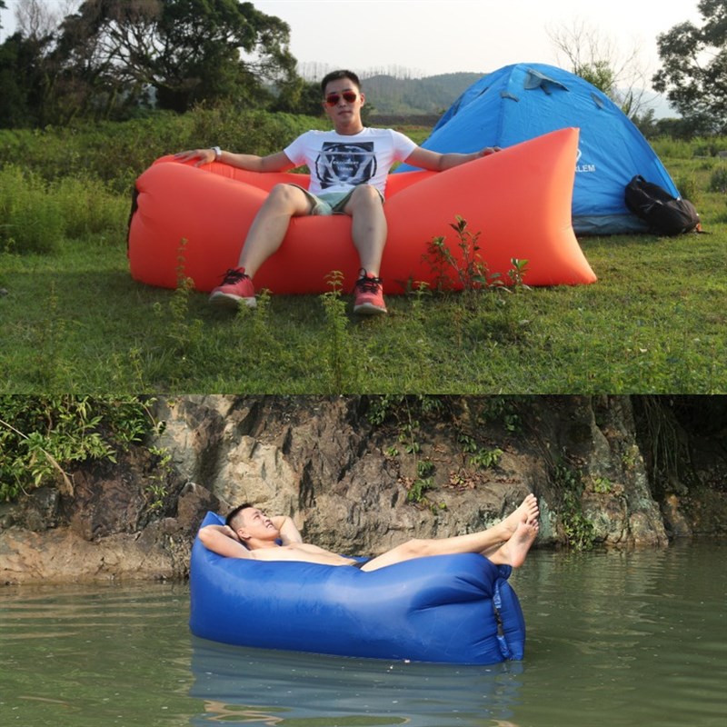 户外懒人沙发快速便携式午休冲充气垫口袋空气床露营沙滩吹气睡袋