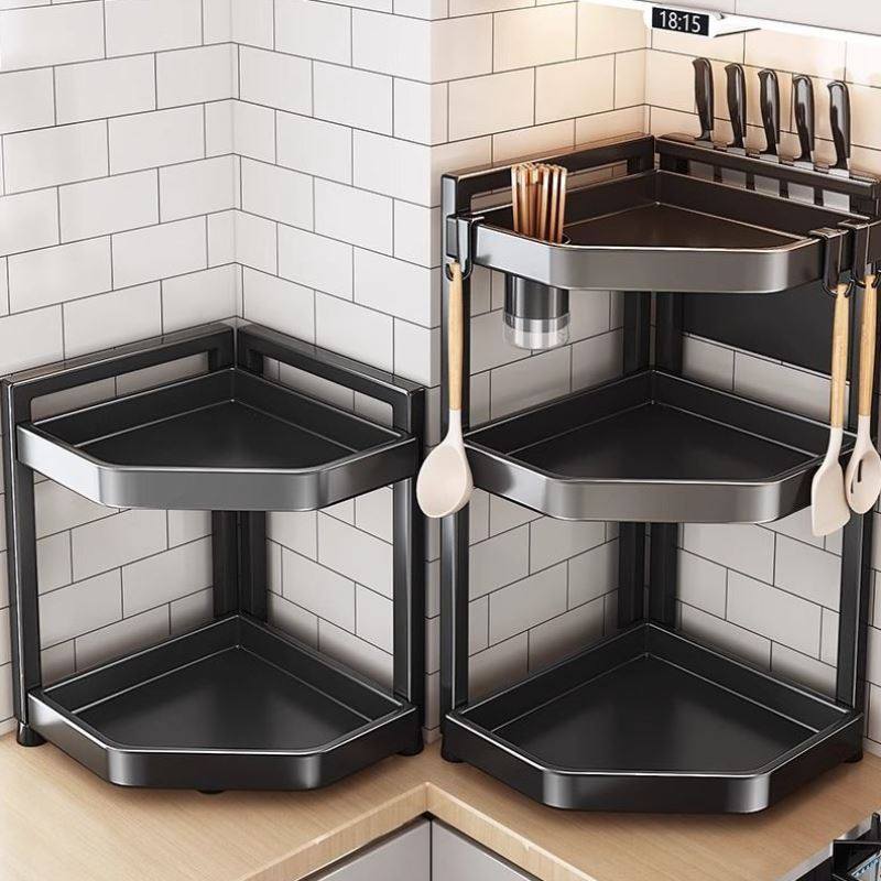 厨房橱柜转角旋转置物架专用桌面三角架置物多层柜台空间双层柜墙