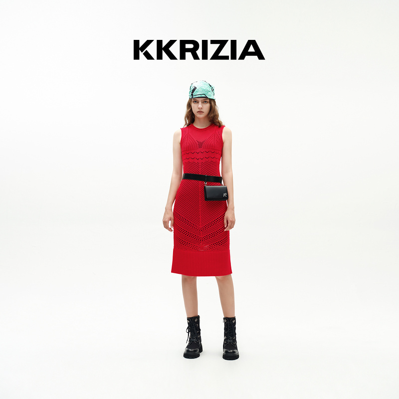 【新年系列】K KRIZIA春夏新品氛围感亮色精致镂空设计连衣裙
