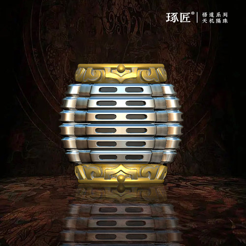 琢匠天机隔珠手串配饰配珠文玩散珠猴头星月可旋转道系银饰配件