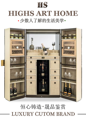 意式轻奢实木酒柜设计师别墅豪宅高端创意储物柜简约艺术展示柜