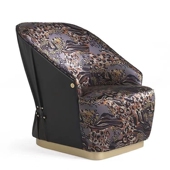 意式 轻奢豹纹真皮沙发椅设计师扶手椅高端别墅客厅家用单人休闲椅