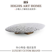 意式 轻奢大理石茶几设计师高端别墅大户型客厅家用豹纹组合茶几桌