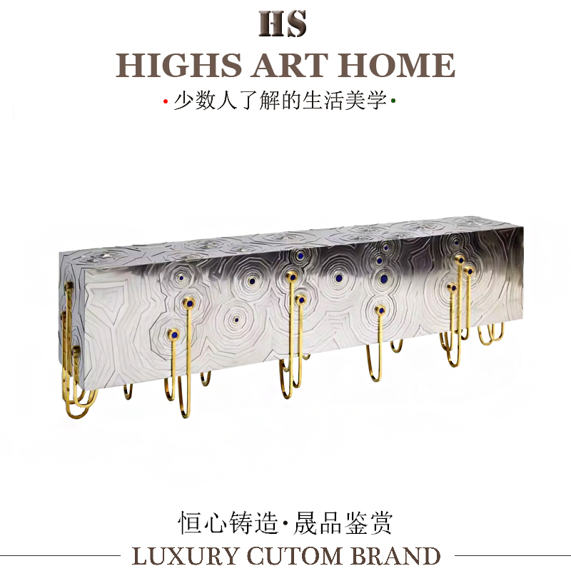 轻奢极简不锈钢餐边柜高端定制