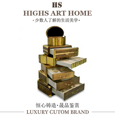 高端创意家用保险箱实木抽屉边柜