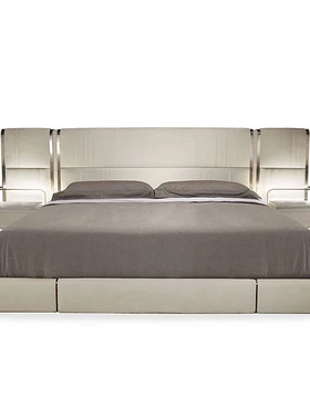 意大利轻奢软包双人床后现代别墅高定网红大床设计师真皮婚床定制