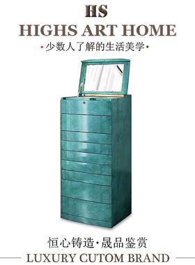 轻奢高级感落地首饰柜别墅豪宅家用实木珠宝柜设计师款高端收纳柜