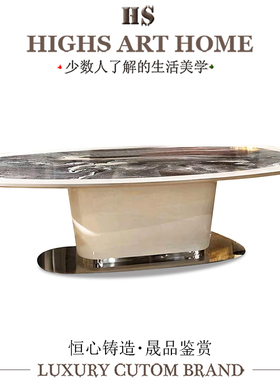 意大利轻奢大理石餐桌现代设计师高端餐台豪华别墅客厅家用吃饭桌