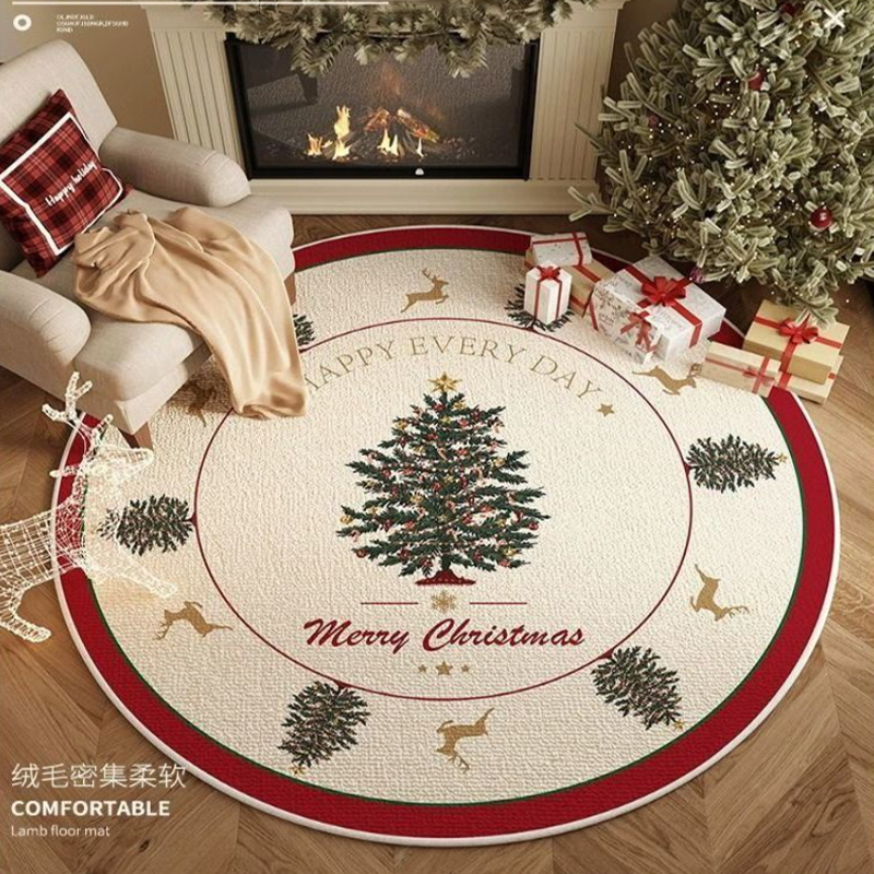 圣诞节日圆形地毯氛围风