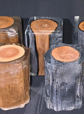 亚克力透明墩子轻奢铂晶非树脂边几茶室坐凳客厅水晶凳子摆件定制