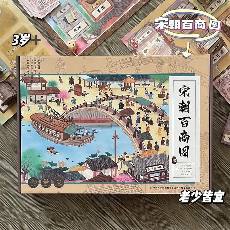 【精品】大宋百商图桌游大富翁宋朝财商模拟经营益智玩具礼物8+岁