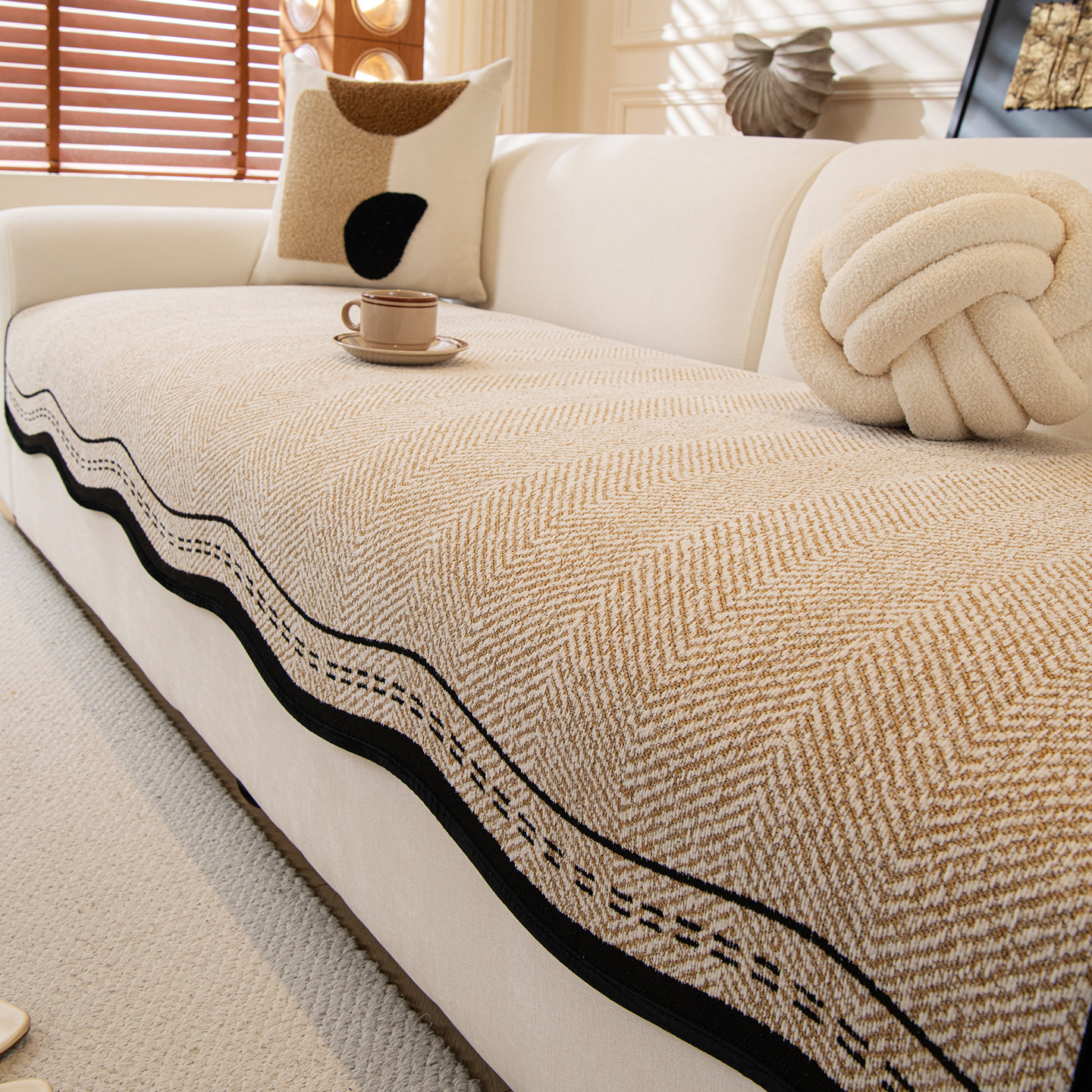 高级感异形一片式沙发盖垫子防滑直排沙发套罩不规则坐垫四季通用,居家布艺,沙发垫,淘宝优惠券,粉丝福利购,淘宝优惠卷