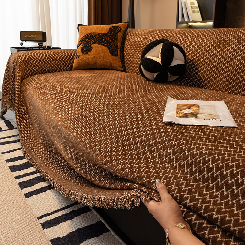 沙发罩套雪尼尔全盖布巾一片式防猫抓沙发巾四季三人位贵妃位坐垫