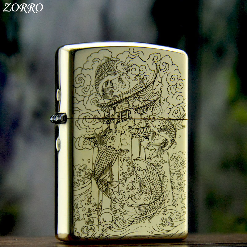 ZORRO佐罗zipop打火机zippp正版zoiip煤油zoiop防风zoipo鱼跃龙门