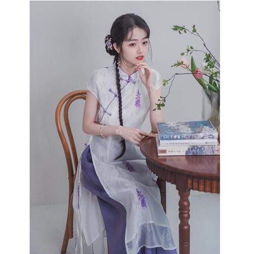 【清仓-9462】潇夫人自制改良旗袍裙阔腿裤新中式国风绝美茶服女