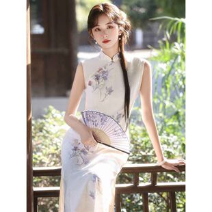 无袖旗袍年轻款素雅2026年新款长款新中式改良女日常绝美少年蚀骨