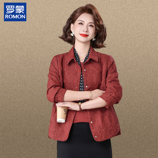 罗蒙端庄大气妈妈秋装短款印花外套中老年女装秋季喜婆婆婚宴上衣
