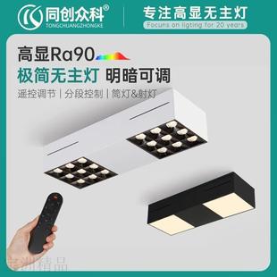方形筒灯吸顶简约双头斗胆灯智能调光射灯 客厅无主灯COB射灯明装