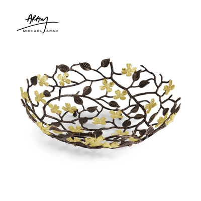 手工金色山茱萸镂空果盘礼盒