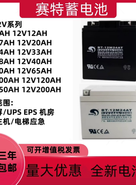 赛特蓄电池BT-12M24AT消防主机12V24AH12AH17AH38AH海湾松江UPS