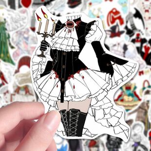 315张OC服设暗黑哥特风灵感贴纸OC服装创意设计可临摹diy手机手账