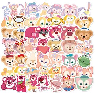 卡通可爱迪士尼玲娜贝儿草莓熊贴纸手机水杯ipad手账防水贴画