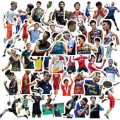 124张羽毛球球星贴纸高颜值精美运动员图片装 饰DIY手账防水贴画