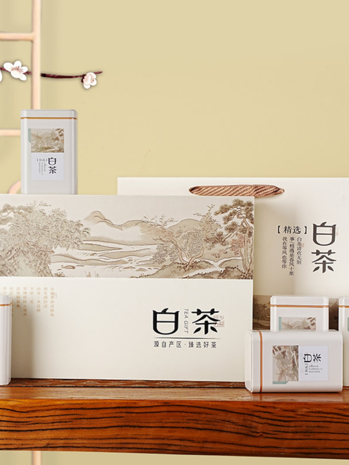 新款安吉白茶礼盒包装空盒5罐半斤装白茶通用礼盒黄金芽包装礼盒