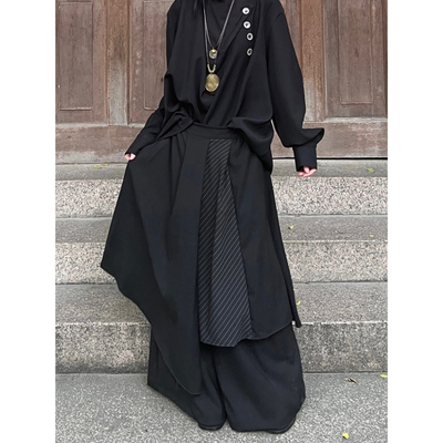 高腰无性别拖地阔腿裤