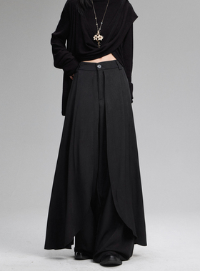 FG721 山本裤裙女秋冬新款中性穿搭高腰原创设计感阔腿九分裙裤子