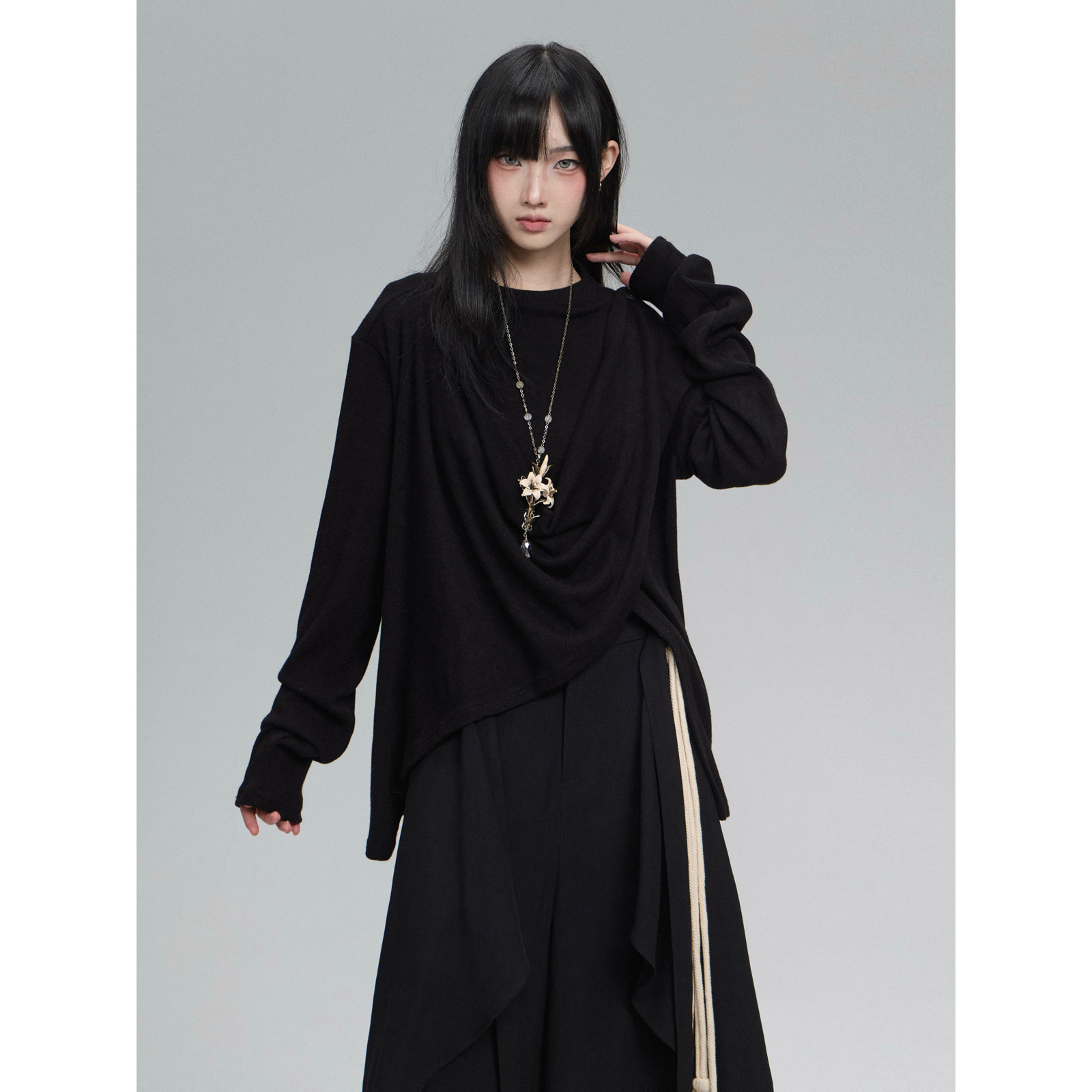 FG721 原创设计感小众高级感打底衫女内搭慵懒秋冬加厚针织衫上衣
