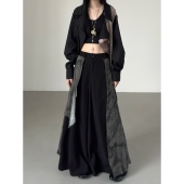 阔腿裙裤 裙女春季 新中式 裤 FG721 子设计感小众拖地裤 原创高腰裤